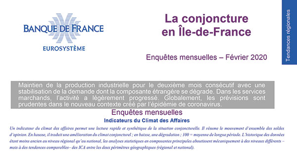 Banque de France - La conjoncture en Ile de France