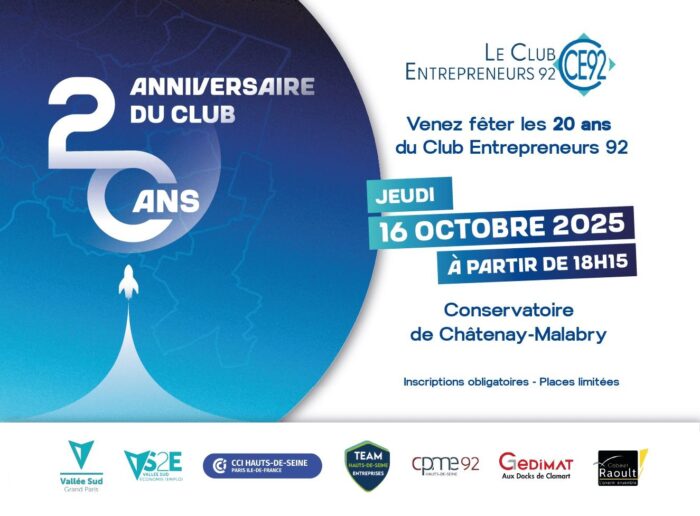 Soirée 20 Ans Club Entrepreneurs 92, 16 Octobre 2025